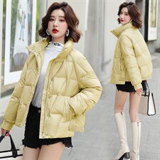 2021冬季新款羽绒服立领纯色拉链休闲短款90%白鸭绒，女装羽绒服，蝶眷