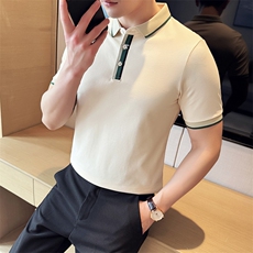 2026夏季新款织带高级感短袖T恤帅气翻领Polo衫T0281-P53，男装T恤，电商D342