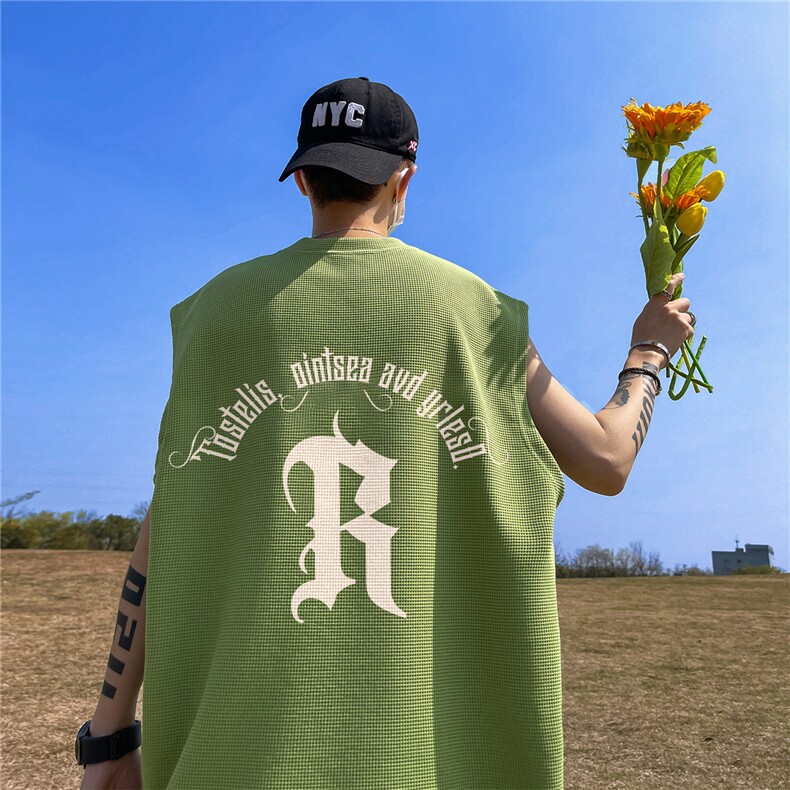 华夫格背心直播高品质重磅220克R印花HB773-P25控38,男装背心/马甲,星座508（原C305）