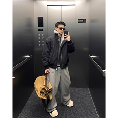 网图美潮毛领座山雕棉服短款飞行员夹克版棉衣W1808/特P95，男装夹克，电商B350