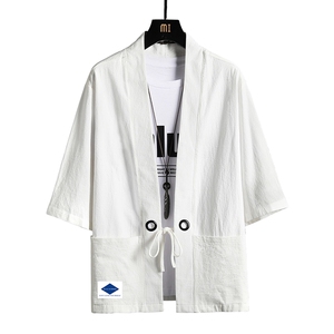 HF59061-P40风汉服男开衫外套七分袖道袍 网格挂拍图片
