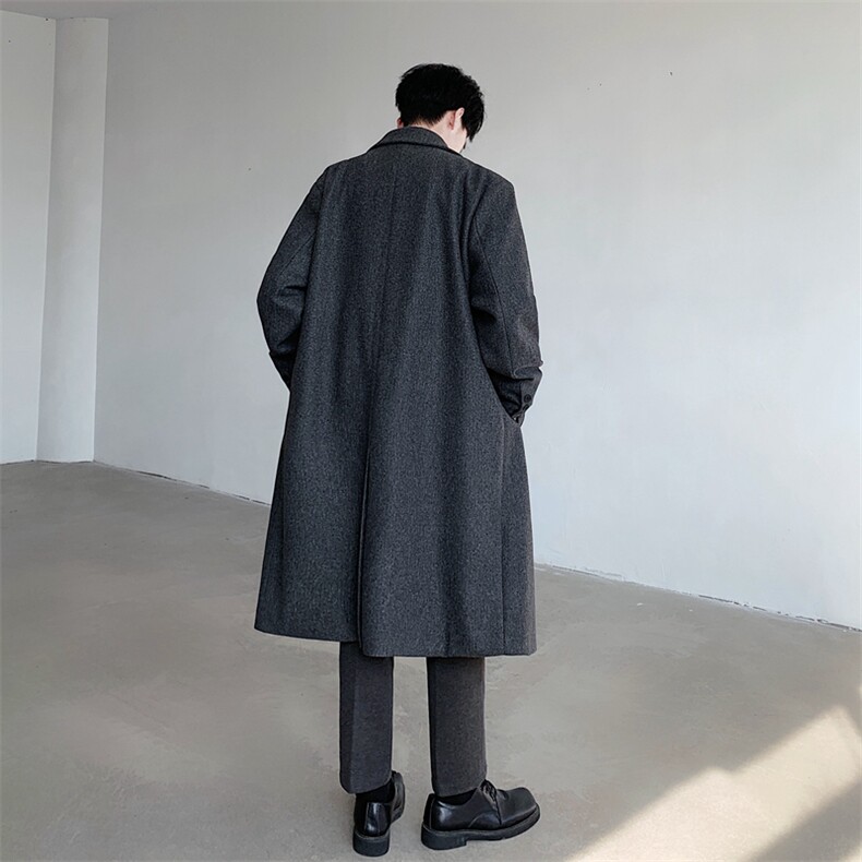 中长款毛呢大衣男2024新款春秋季棉外套高级感英伦风衣JK0251-P98,男装风衣,星座308B-2