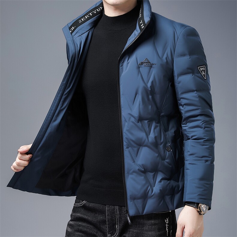 羽绒服男士立领保暖上衣2023冬季新款中年休闲厚款男装灰鸭绒外套,男装羽绒服,电商B212（原钱塘6029）