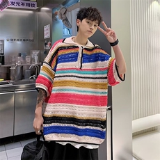 翻领短袖T恤男简约百搭休闲打底五分袖POLO衫T115P38，男装Polo衫，星座1116-2