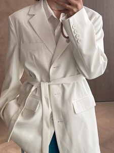 22C03#彩色腰带西装外套图片