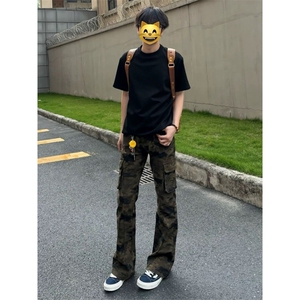 1014-1-KZ6008-P45美式高街迷彩牛仔裤男款夏季图片
