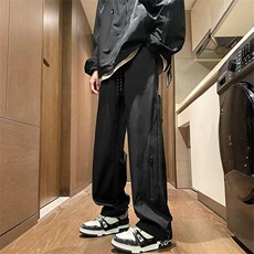 3346-P37黑色防水冲锋裤子男款春秋季速干宽松直筒运动工装，男装工装外套，电商B323A