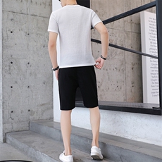男休闲套装夏季短袖T恤青少年学生韩版潮流五分短裤男两件套T777，男装套装，星座1206（原A206）