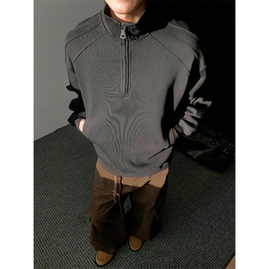 圆领重磅500克拼接卫衣加绒奥粒绒拉链POLO衫外套男 RH5316JR-P59图片