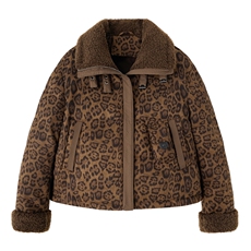 豹纹羊羔毛翻领短款羽绒服女2025冬季新款白鸭绒加厚保暖，女装羽绒服，余墨