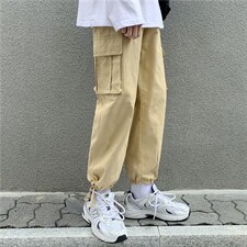 工装裤男裤潮牌束脚裤宽松潮流百搭秋季直筒休闲阔腿裤K0723-p35，男装休闲裤，星座1008-1