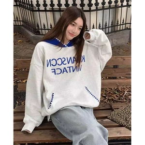 薄款/加绒特种绣花+印花【纯棉华棉连帽卫衣女秋冬外套 W1302图片