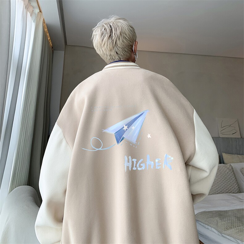 摇粒绒棒球服男大码开衫卫衣男夹克BF86270-P65,男装夹克,电商A040