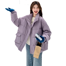 现货：冬季新款复古立领休闲面包羽绒服50绒2C135-8958P285K428，女装羽绒服，2C135