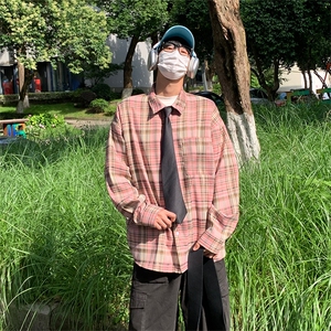 特P40 无差价新款秋季时尚潮流格子长袖衬衫-HS2297 港风图片
