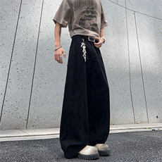 春夏季新款美式复古设计感阔腿裤男女宽松直筒XZ201-KZ021P50，男装休闲裤，星座201