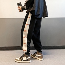 港风2023秋冬新款撞色串标束脚运动休闲潮牌裤子2120-45控69，男装休闲裤，星座914-3