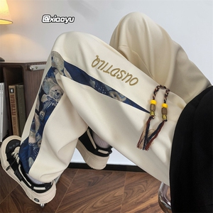 XZ616 早秋季新款风刺绣拼接休闲裤 TY922 M-5XL 特P30控58图片