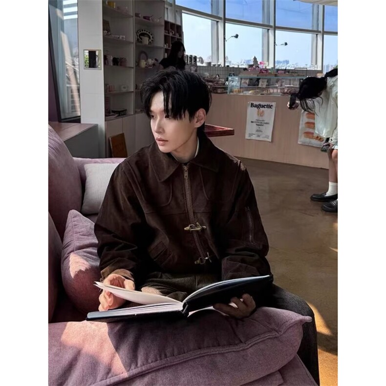 百搭日系原宿新款简约慵懒流行时尚飞机扣夹克气质ins潮流文艺，男装夹克，星座506A