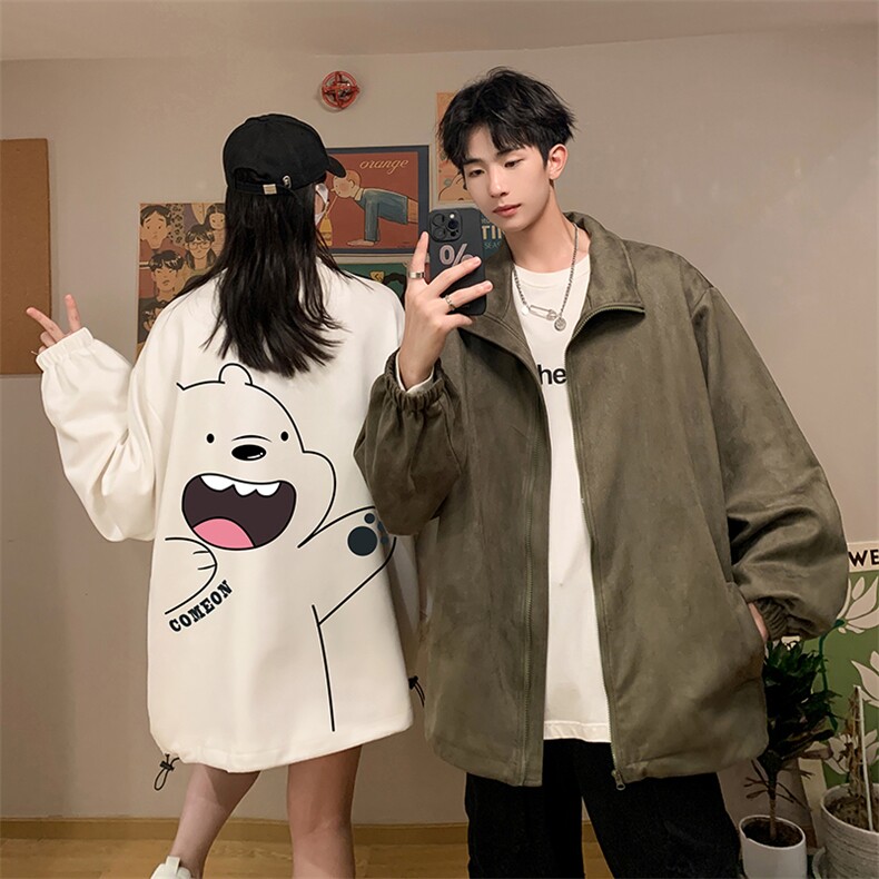 麂皮绒夹克男大码立领褂子外套JK85131-P68加绒款-P78,男装夹克,电商A040