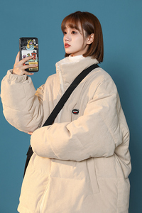 中性风23新款冬季时尚百搭灯芯绒立领棉服外套TPMY249特批85控138图片