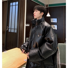 港风鳄鱼纹可拆卸四芒星胸针设计潮流休闲棉衣男MY77733P128控168，男装棉衣，星座227-7