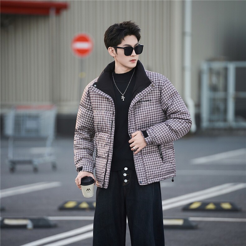 标50绒主推男士格子立领羽绒服保暖外套2503-P195(控券后288)，男装羽绒服，电商B328