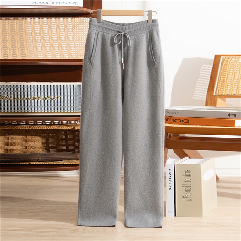 2025秋冬新款男士针织阔腿裤时尚休闲通勤，男装阔腿裤，大福羊绒