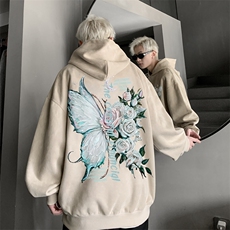 直播400克重磅加厚麂皮绒美式卫衣连帽印花大码XZ517A-BK22003，男装卫衣，星座517A