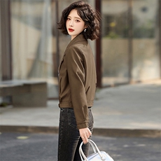 海宁真皮皮衣女高端2025新款爆款宽松时尚气质绵羊皮夹克女士外套，女装皮衣，魅丽静蓝