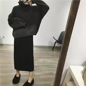 2025年秋季后开叉抽条长裙时尚百搭通勤休闲/淑女