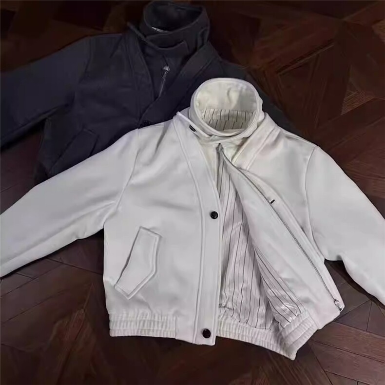 假两件双门禁仿羊毛夹克女新春美式正肩短宽boxy重磅翻领毛呢外套,男装夹克,星座506A