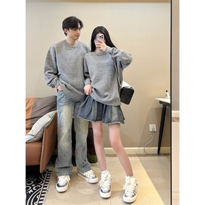 重磅秋冬男女纯色打底针织衫圆领套头半高领毛衣美式复古休闲上衣