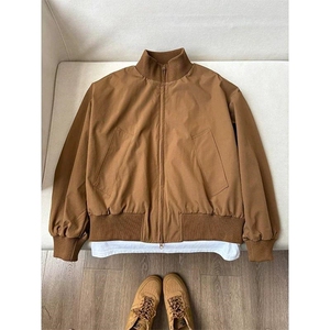 现货26春装美拉德立领飞行夹克纯色复古廓形高街棒球服外套
