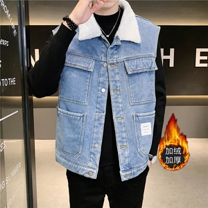 MJ215J-P68-限价98 M-5XL现货男士得物马夹背心外套牛仔cityboy图片