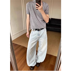 美式复古设计感牛仔裤男女拖地直筒长裤子AA118-P56，男装牛仔裤，星座208-5