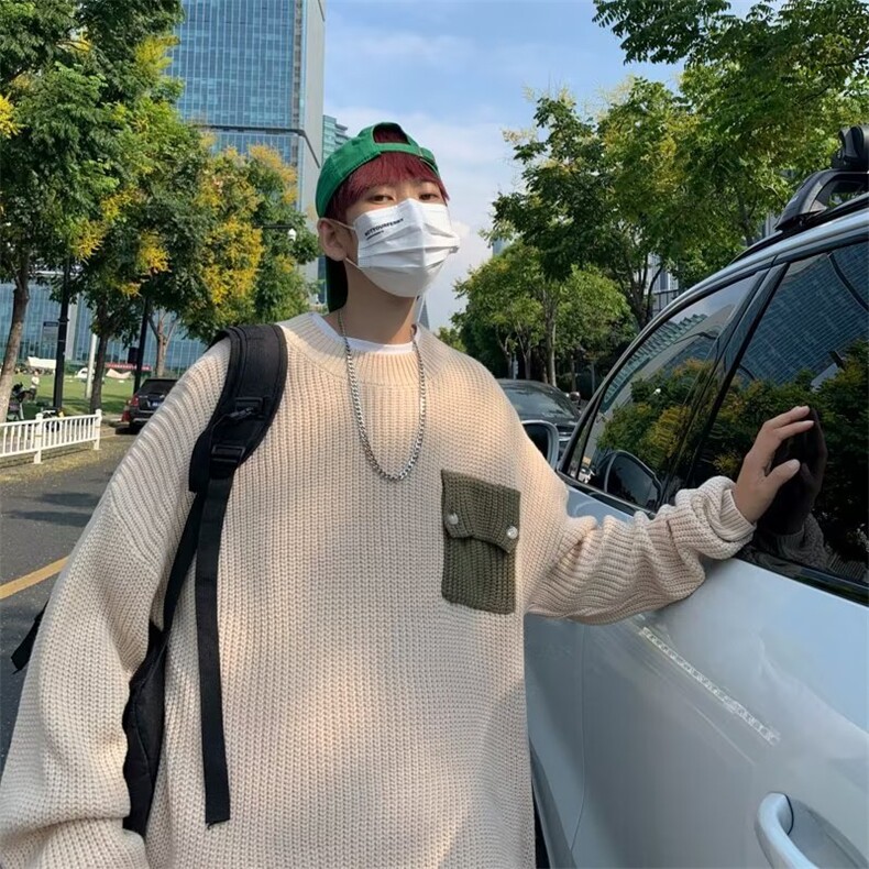 毛衣设计感小众男冬季潮牌宽松2023年秋冬新款设计师款毛线衣图片