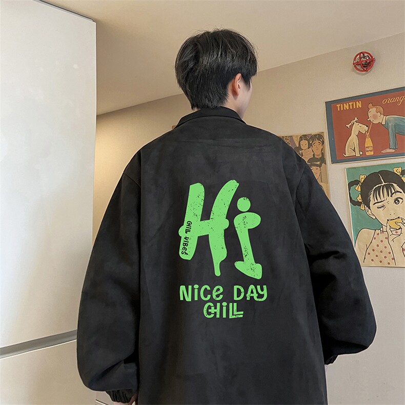 麂皮绒夹克男大码立领褂子外套JK85418-P68 加绒款-P78图片
