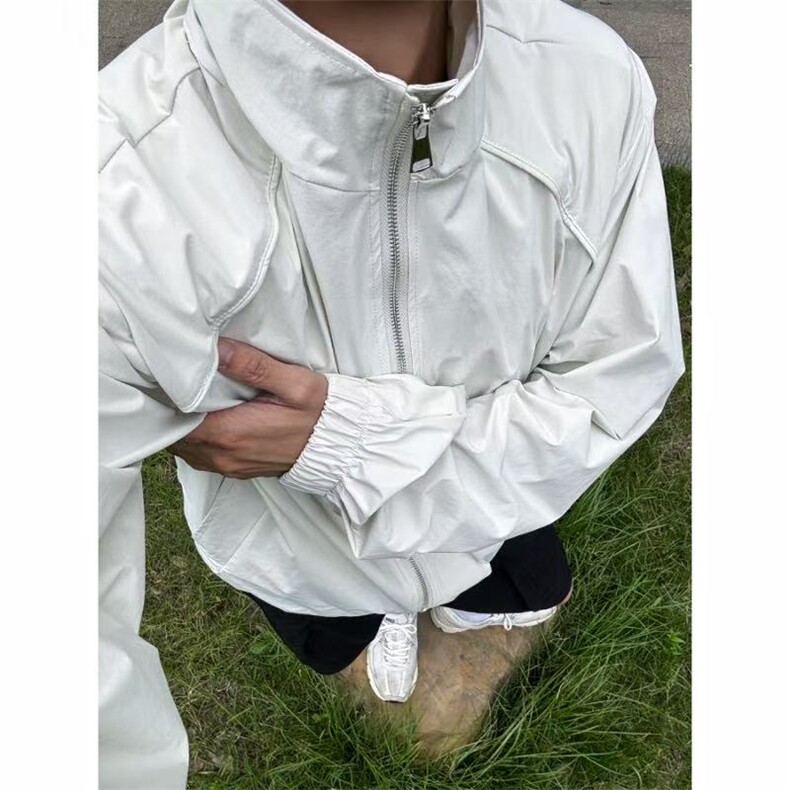 档口现货~白灰色男女夏季立领结构设计感速干防晒外套F25217批58,男装防晒衣,星座1004-6