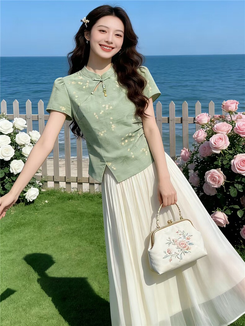 2026年夏季新中式女高级感两件套裙,女装套装/套裙,贝蕾酷儿
