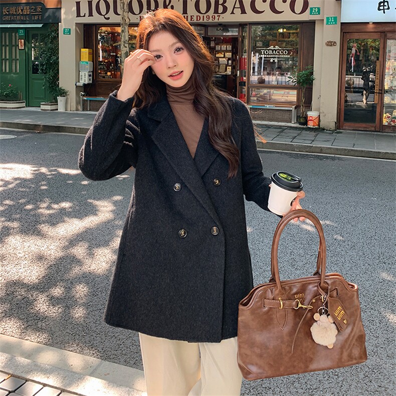 新款女装双面呢大衣绵羊毛山羊绒显瘦百搭气质优雅,女装双面呢大衣,天使之佳话