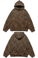 现货P60春秋新款小香风编织潮牌复古宽松休闲情侣套头连帽卫衣男，男装卫衣，电商A105
