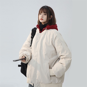 美式假两件棉服外套男2026秋冬校园风宽松棉衣夹克 A436-2583-P95图片