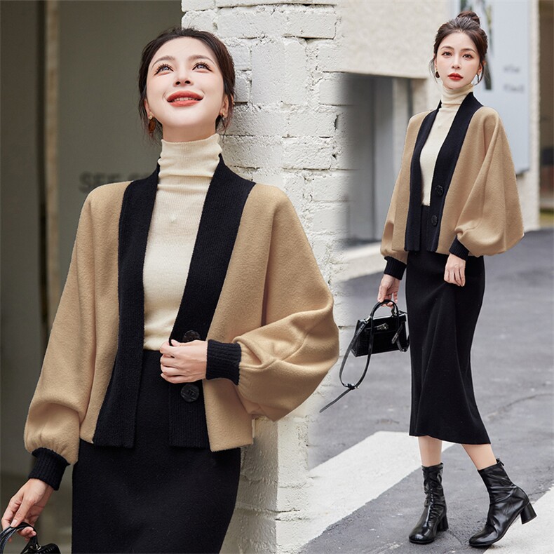 高级感仿水貂绒外套女短款2024秋季新款气质针织开衫上衣蝙蝠衫,女装毛呢外套,欣美人