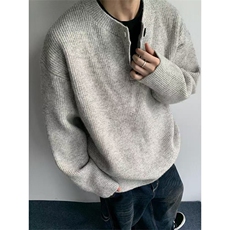 1506-1/Z50101/P53灰色美式复古亨利领毛衣男款冬季慵懒风高级感，男装针织衫/毛衣，星座1506-1