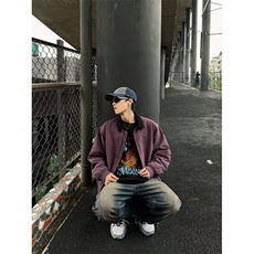 【有货】紫色外套男春秋款美式高街翻领飞行夹克短款8156HH-特P62，男装夹克，星座1007（原301D）