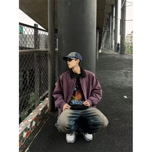 【有货】紫色外套男春秋款美式高街翻领飞行夹克短款8156HH-特P62图片
