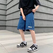 夏季五分牛仔裤男士韩版修身阔腿裤N479P32图片