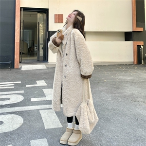 新款  长款羊羔毛长款外套 带包包  2D014-10056-245-K378图片