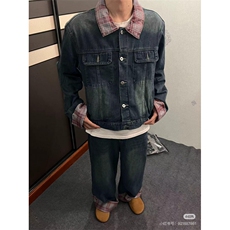 网图现货-TZ08-P155抖音复古水洗牛仔外套美式潮流牛仔套装，男装工装外套，电商B327